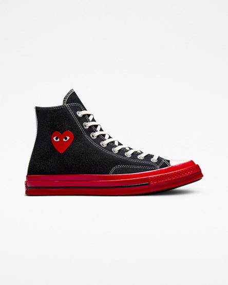 Tenisky Vysoke Converse x Comme des Garçons PLAY Chuck 70 Damske Čierne Červené | SK LHBFM2